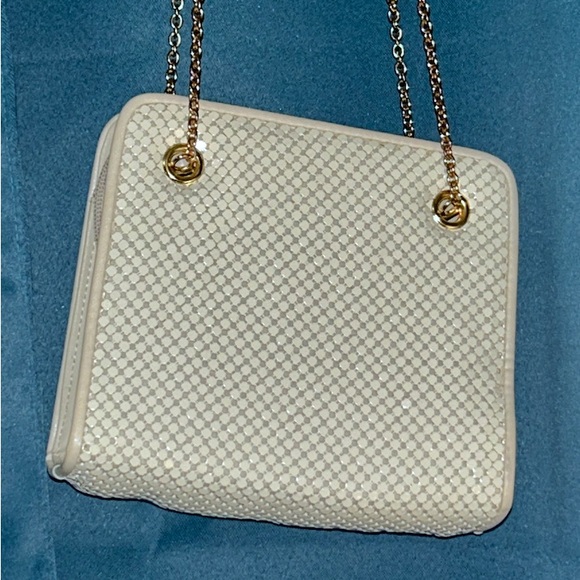 Vintage Whiting & Davis Bag Small Ivory Metal Mesh with Double Chain Strap - Picture 7 of 9